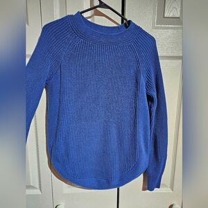 Cozy Knit Sweater | Lord & Taylor Crew Neck Rounded Bottom | Blue Size Large